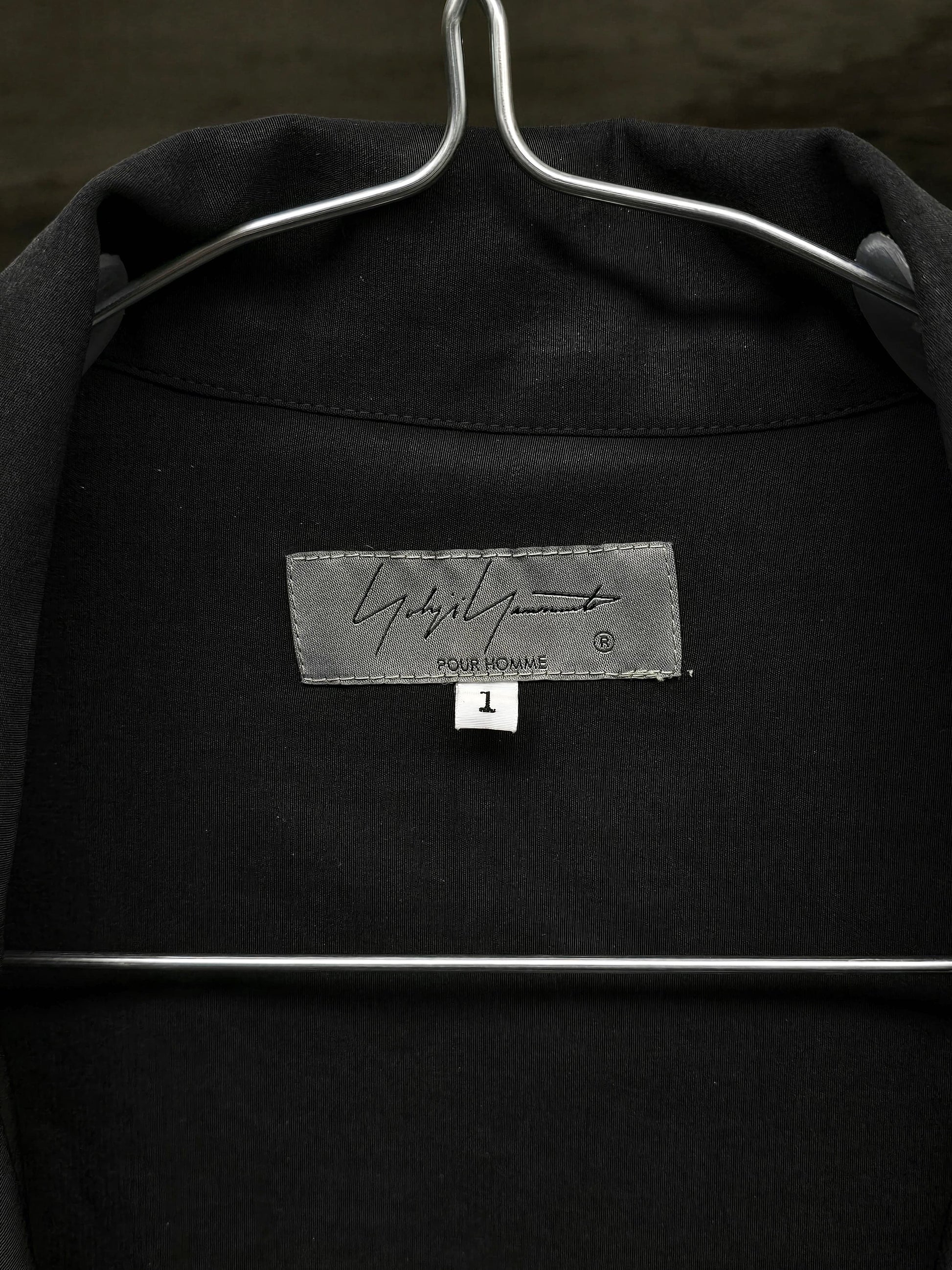 Yohji Yamamoto POUR HOMME SS24 Triacetate Poly Tuxedo Oversized Long Coat detail | DRIEW GARMENTS