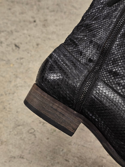 Carpe Diem Ealry 00s Striped Snakeskin Leather Side Zip Boots