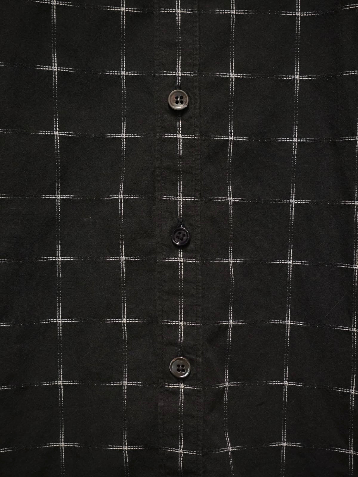 Carol Christian Poell 00s Threaded Check Pattern Black Short Sleeve Button-Up Shirt