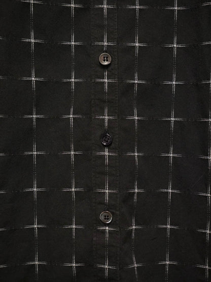 Carol Christian Poell 00s Threaded Check Pattern Black Short Sleeve Button-Up Shirt