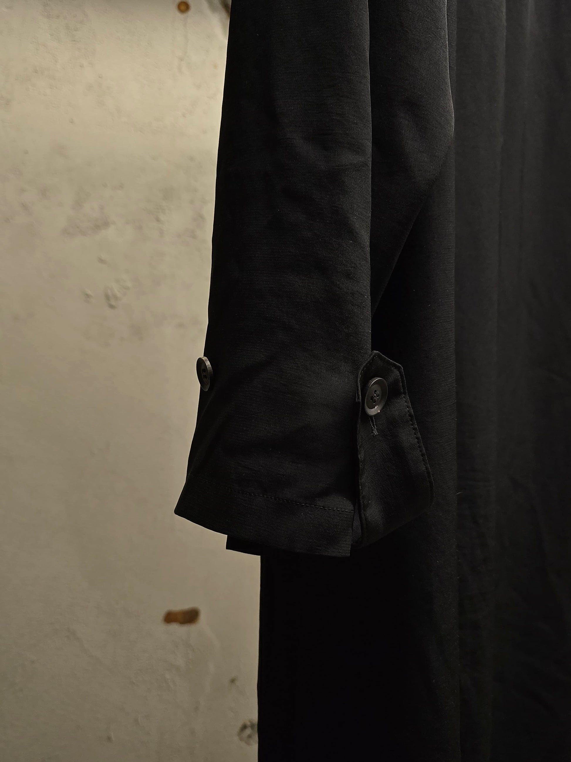 Yohji Yamamoto POUR HOMME SS24 Triacetate Poly Tuxedo Oversized Long Coat detail | DRIEW GARMENTS