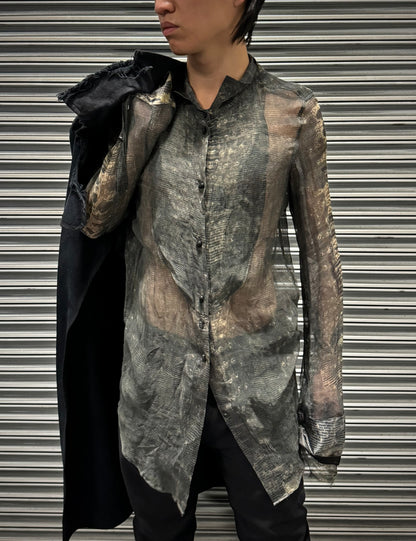 IfSixWasNine 'NO. TXS-4 21160F' Sheer Reptile Print Silk Shirt