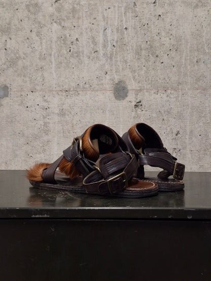 MiharaYasuhiro Early 00s Brown Pony Hair Gladiator Sandals