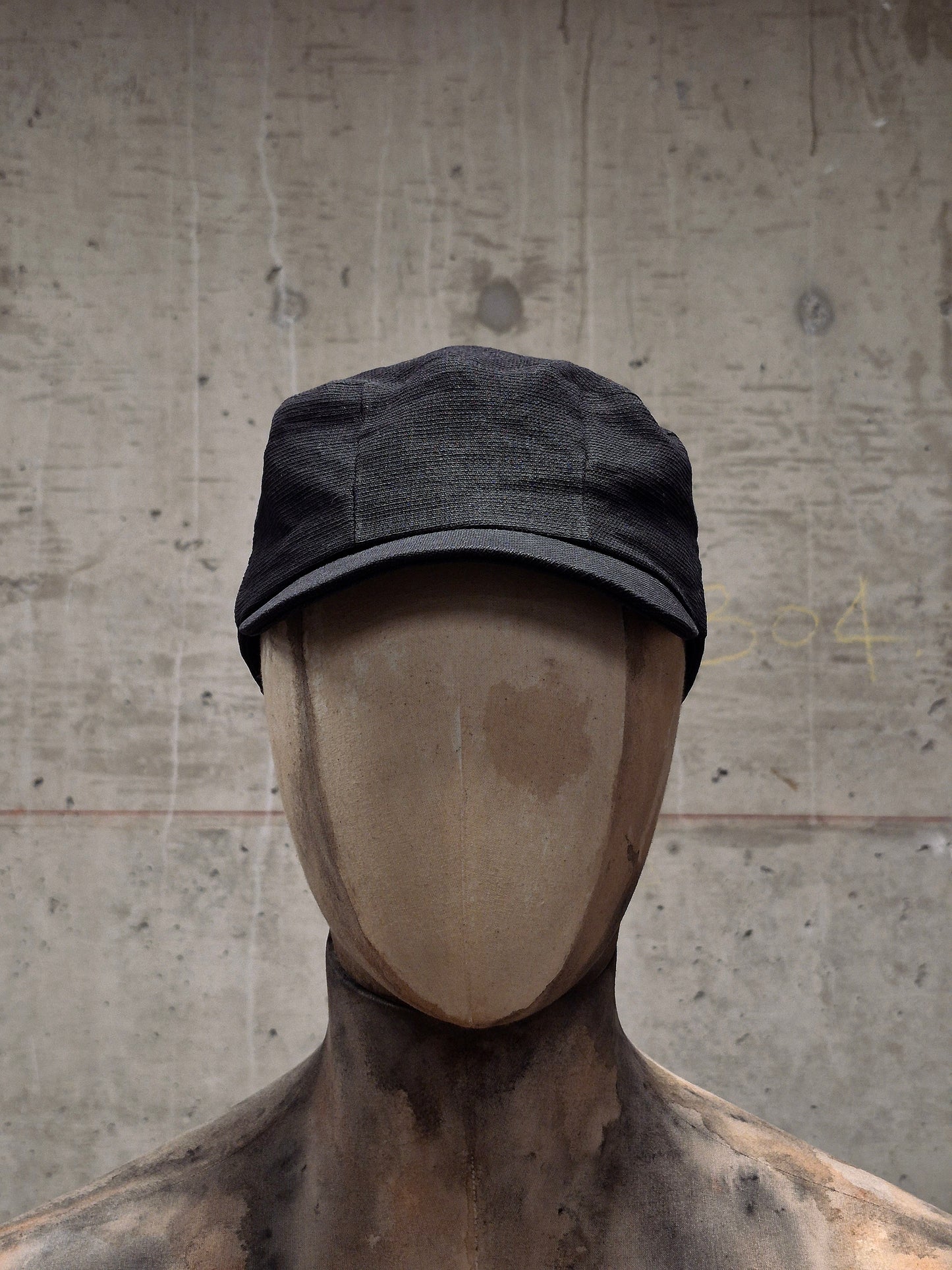 DEVOA 'DH-WUS' Washed Black Washi Paper Military Cap