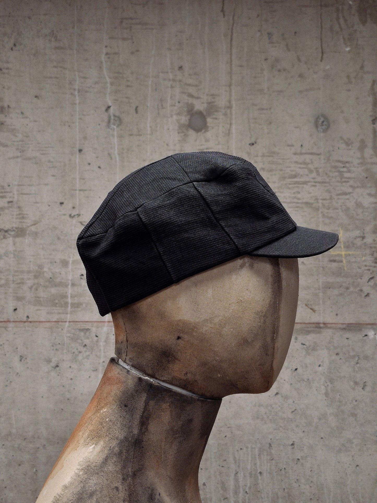 DEVOA 'DH-WUS' Washed Black Washi Paper Military Cap