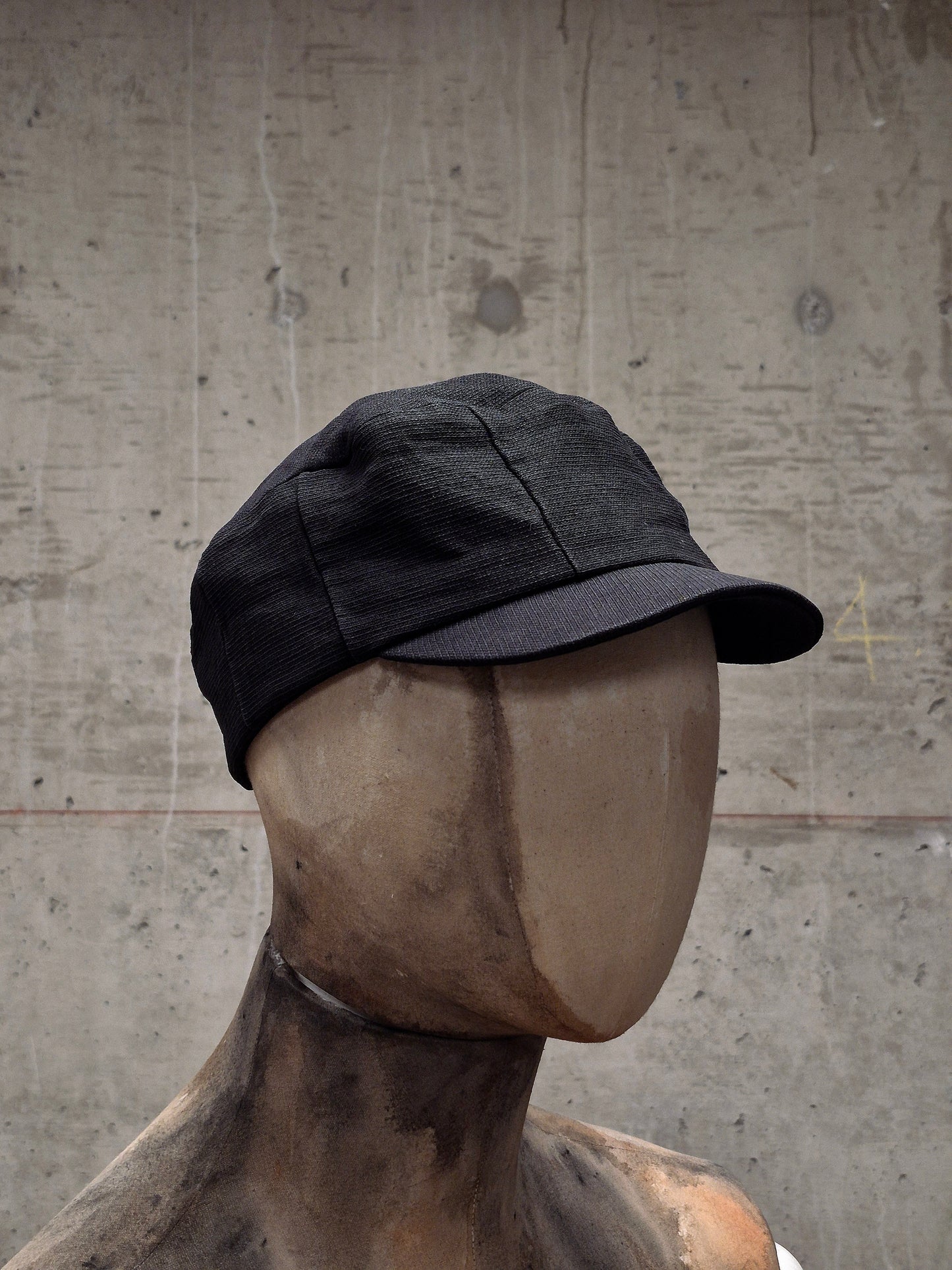 DEVOA 'DH-WUS' Washed Black Washi Paper Military Cap