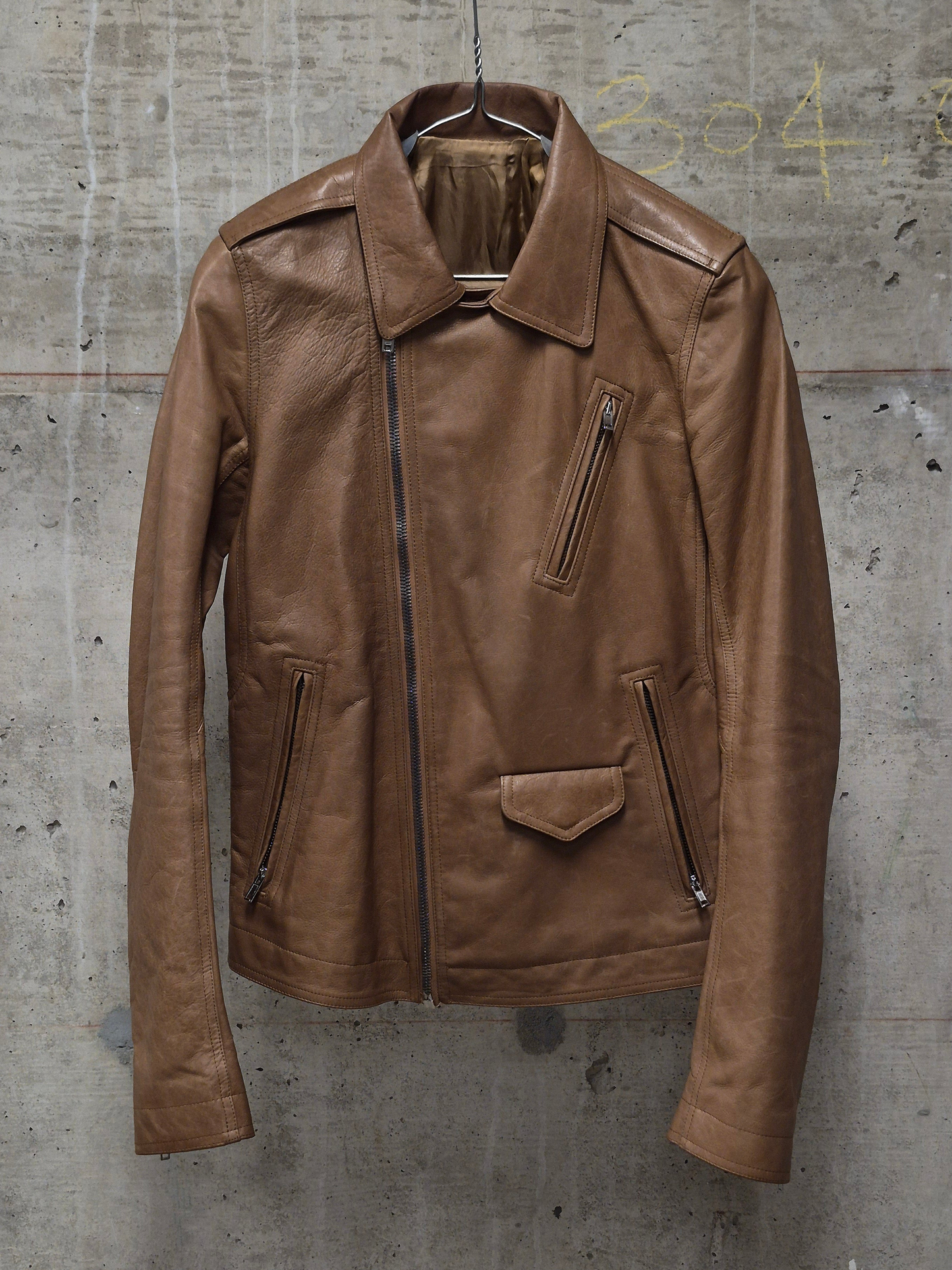 Rick Owens AW16 "MASTODON" CAMEL Heavy Calfskin Leather Stooges Jacket
