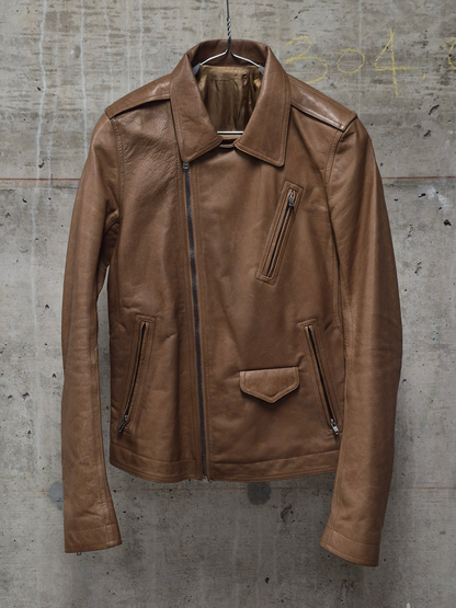 Rick Owens AW16 "MASTODON" CAMEL Heavy Calfskin Leather Stooges Jacket