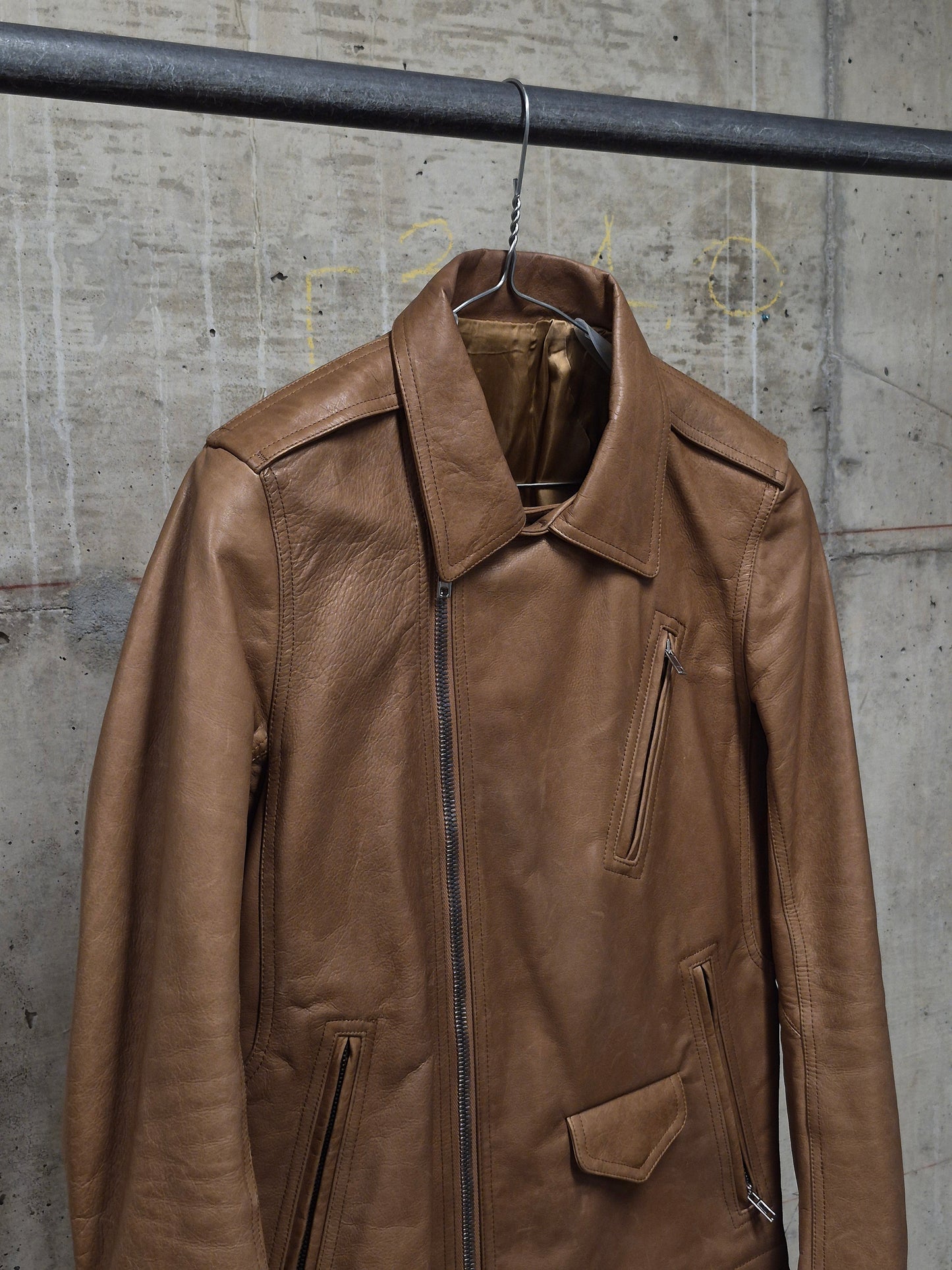Rick Owens AW16 "MASTODON" CAMEL Heavy Calfskin Leather Stooges Jacket