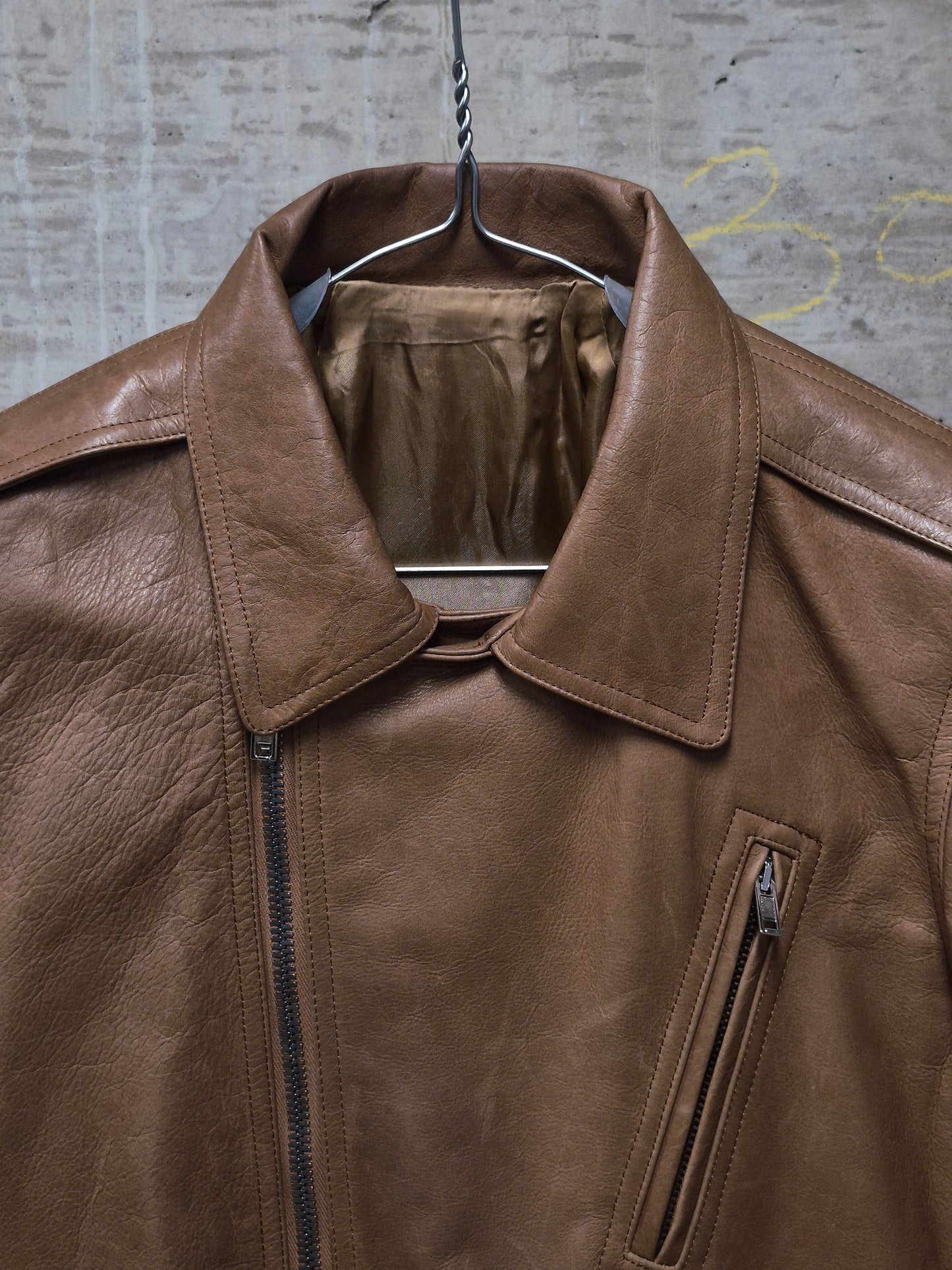 Rick Owens AW16 "MASTODON" CAMEL Heavy Calfskin Leather Stooges Jacket