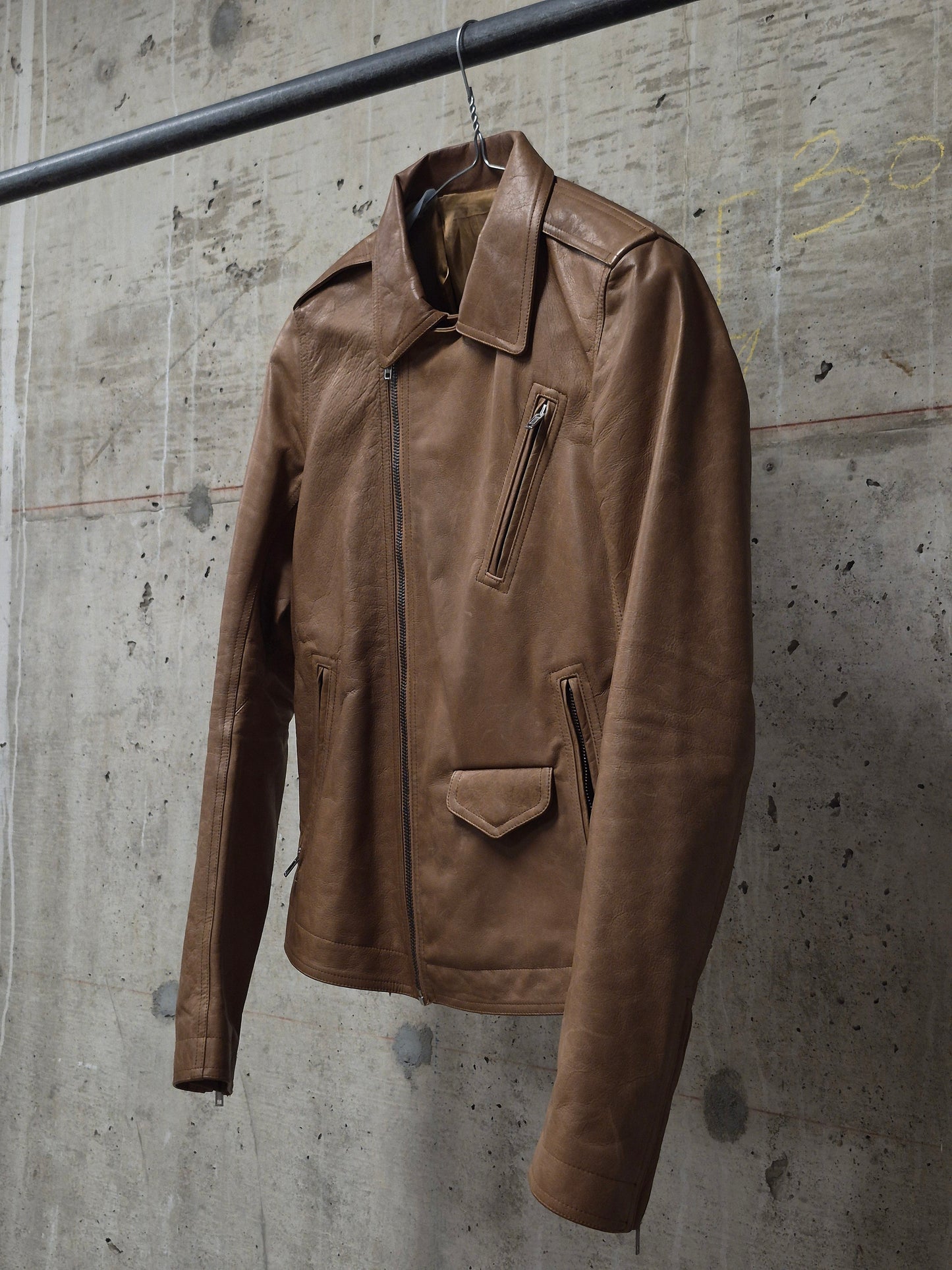 Rick Owens AW16 "MASTODON" CAMEL Heavy Calfskin Leather Stooges Jacket