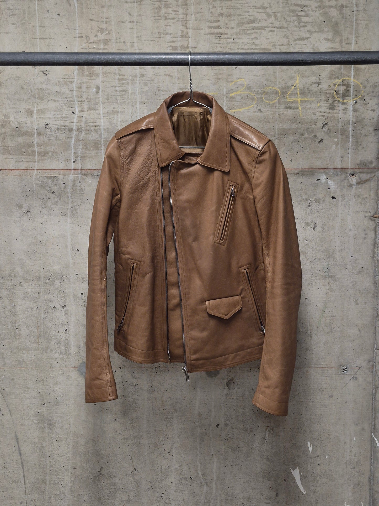 Rick Owens AW16 "MASTODON" CAMEL Heavy Calfskin Leather Stooges Jacket