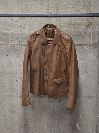 Rick Owens AW16 "MASTODON" CAMEL Heavy Calfskin Leather Stooges Jacket