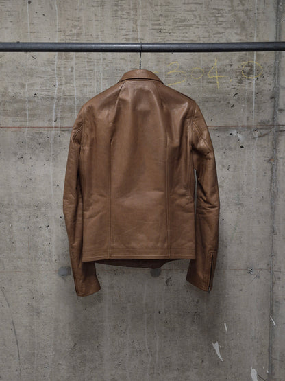 Rick Owens AW16 "MASTODON" CAMEL Heavy Calfskin Leather Stooges Jacket