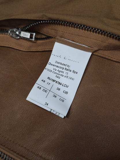 Rick Owens AW16 "MASTODON" CAMEL Heavy Calfskin Leather Stooges Jacket