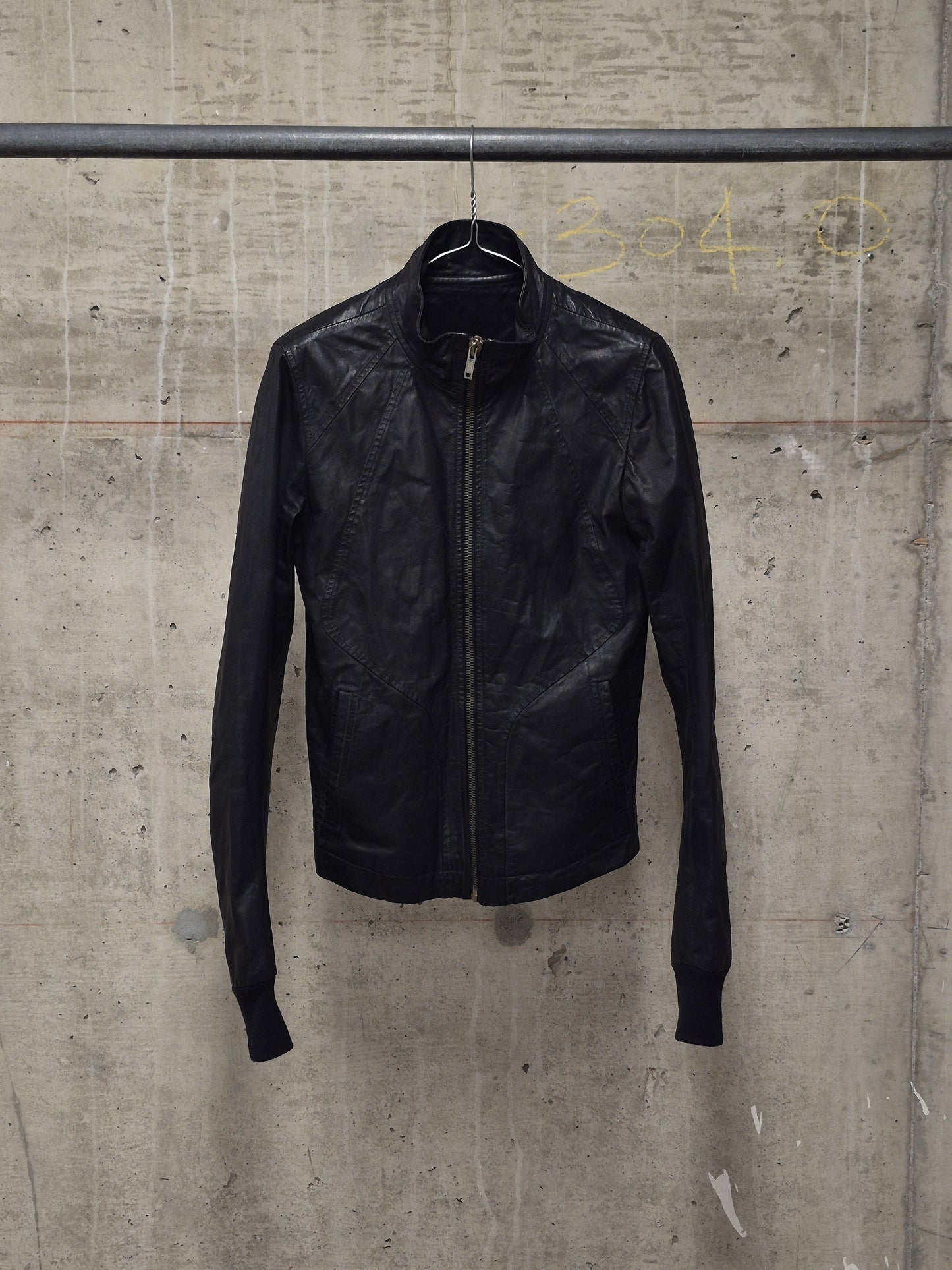 Rick Owens SS10 "RELEASE" Black Calfskin Leather Intarsia Rider Jacket