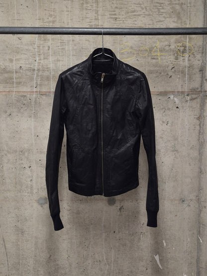 Rick Owens SS10 "RELEASE" Black Calfskin Leather Intarsia Rider Jacket