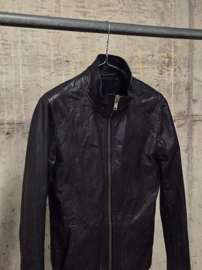 Rick Owens SS10 "RELEASE" Black Calfskin Leather Intarsia Rider Jacket