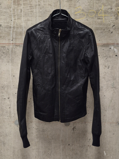 Rick Owens SS10 "RELEASE" Black Calfskin Leather Intarsia Rider Jacket
