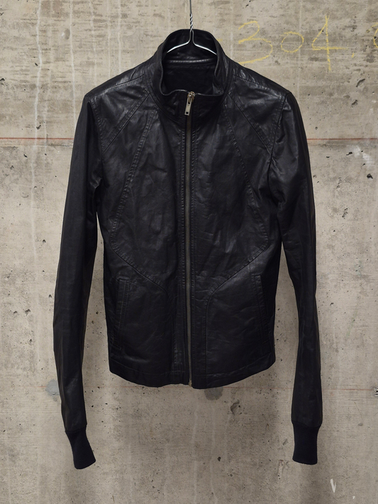 Rick Owens SS10 "RELEASE" Black Calfskin Leather Intarsia Rider Jacket