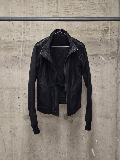 Rick Owens SS10 "RELEASE" Black Calfskin Leather Intarsia Rider Jacket