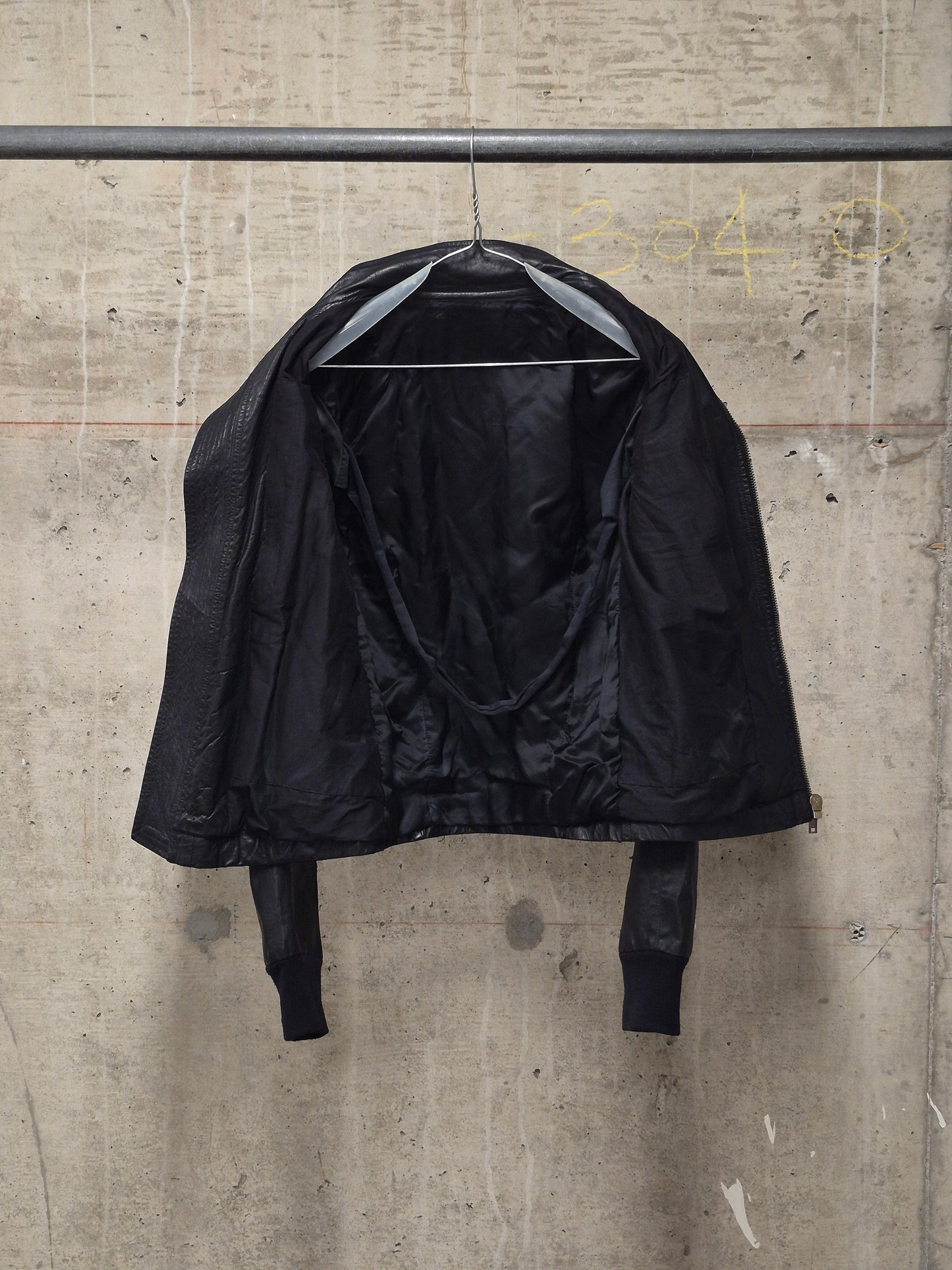Rick Owens SS10 "RELEASE" Black Calfskin Leather Intarsia Rider Jacket