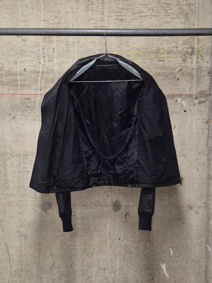 Rick Owens SS10 "RELEASE" Black Calfskin Leather Intarsia Rider Jacket