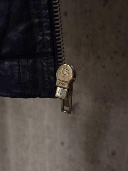 Rick Owens SS10 "RELEASE" Black Calfskin Leather Intarsia Rider Jacket