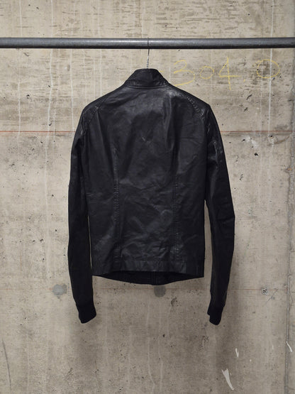 Rick Owens SS10 "RELEASE" Black Calfskin Leather Intarsia Rider Jacket