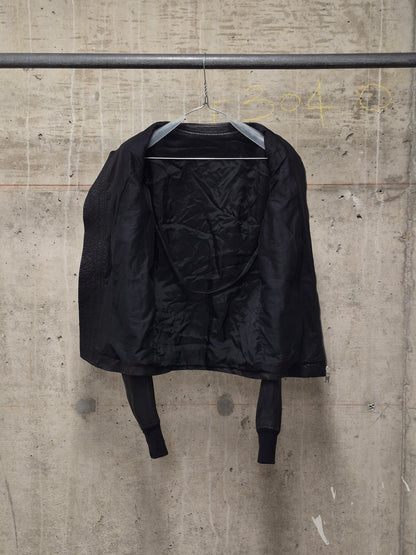 Rick Owens SS09 "STRUTTER" Black Lambskin Intarsia Snap Collar Leather Rider Jacket