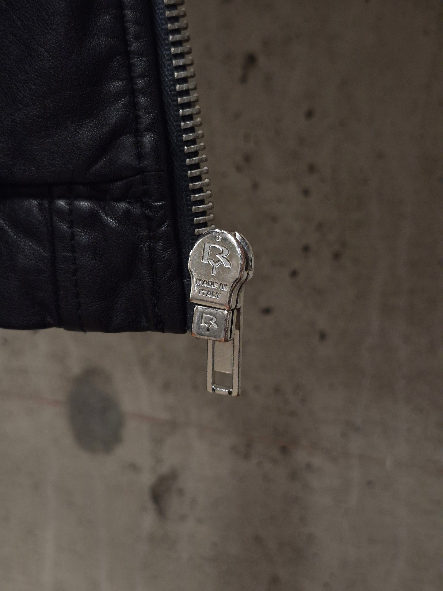 Rick Owens SS09 "STRUTTER" Black Lambskin Intarsia Snap Collar Leather Rider Jacket