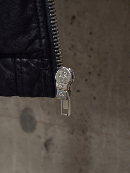 Rick Owens SS09 "STRUTTER" Black Lambskin Intarsia Snap Collar Leather Rider Jacket