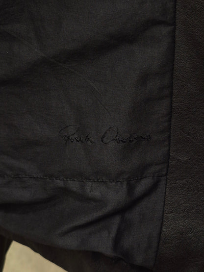 Rick Owens SS09 "STRUTTER" Black Lambskin Intarsia Snap Collar Leather Rider Jacket