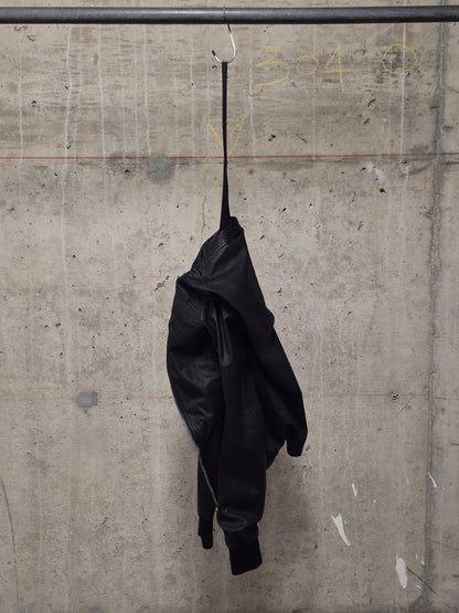 Rick Owens SS09 "STRUTTER" Black Lambskin Intarsia Snap Collar Leather Rider Jacket