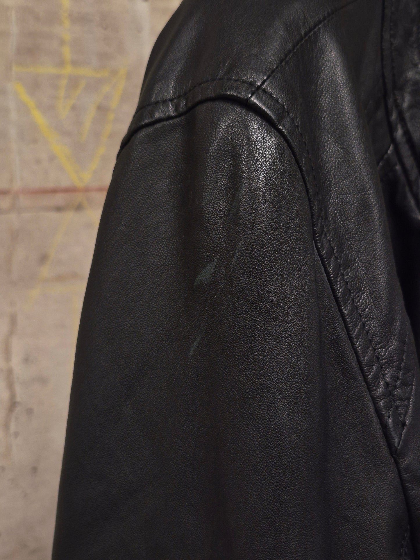 Rick Owens SS09 "STRUTTER" Black Lambskin Intarsia Snap Collar Leather Rider Jacket