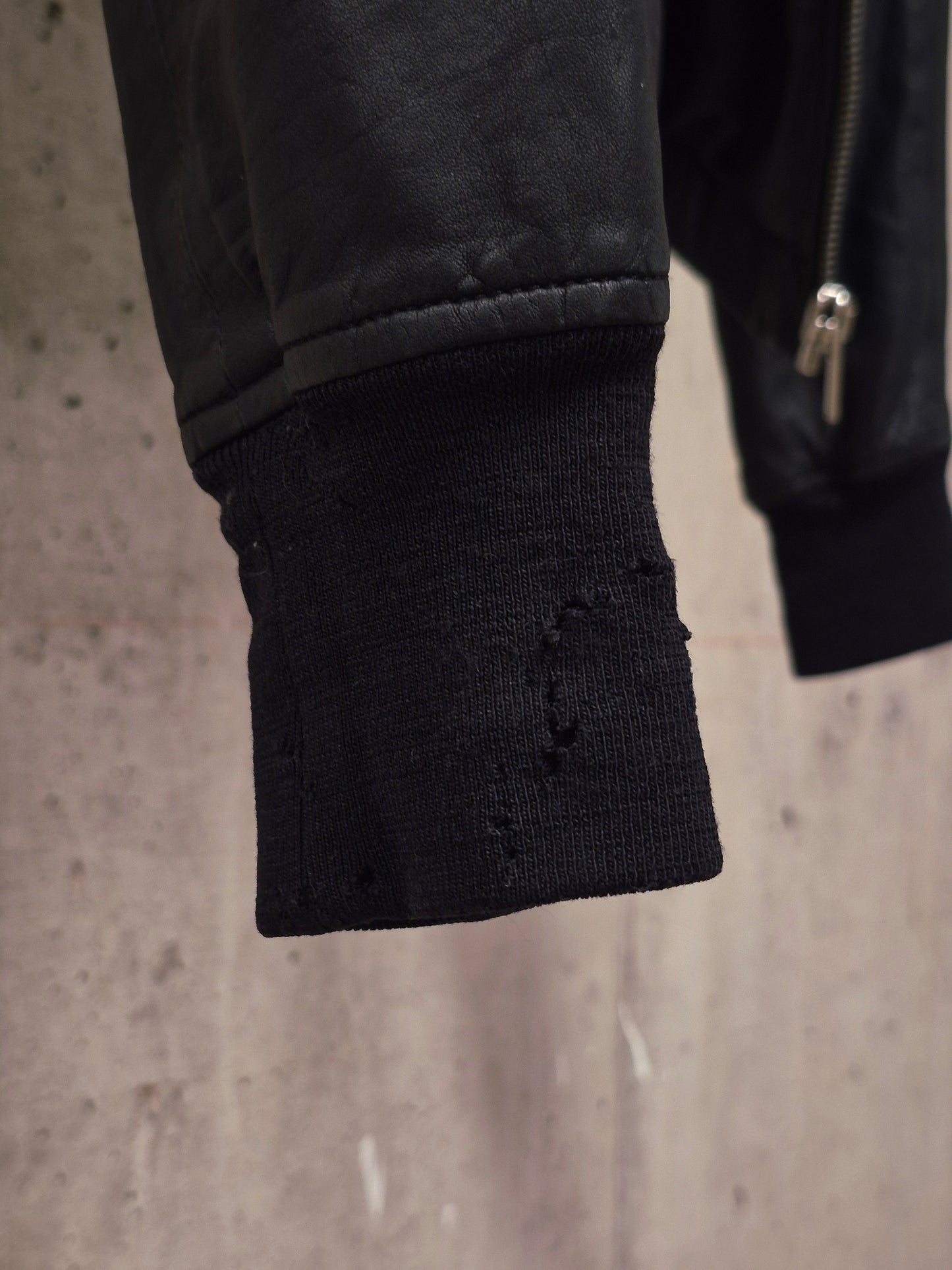 Rick Owens SS09 "STRUTTER" Black Lambskin Intarsia Snap Collar Leather Rider Jacket