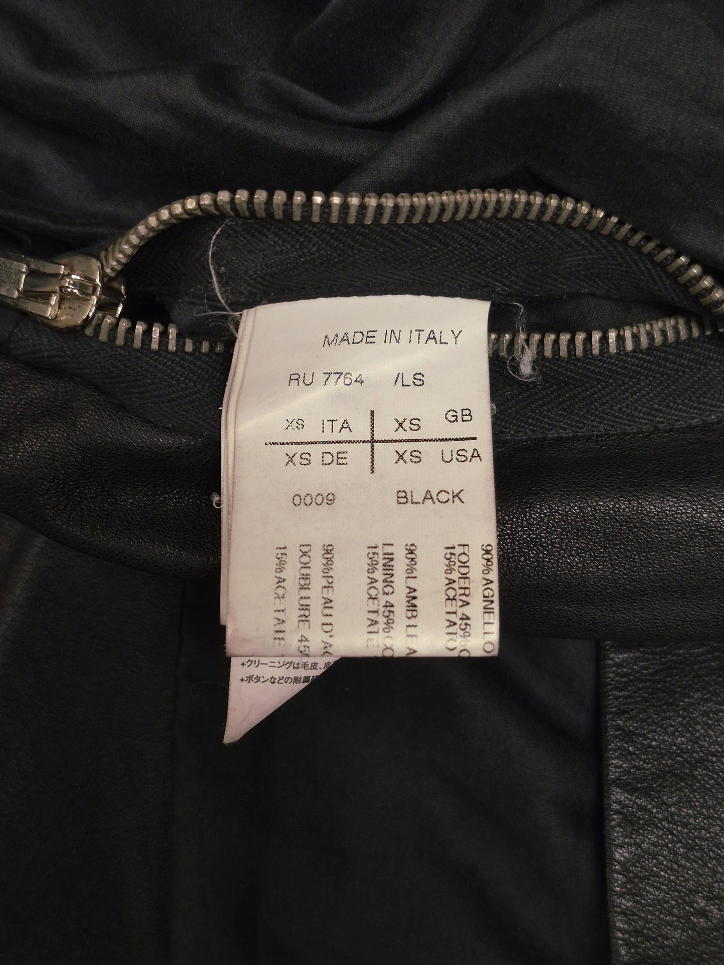 Rick Owens SS09 "STRUTTER" Black Lambskin Intarsia Snap Collar Leather Rider Jacket