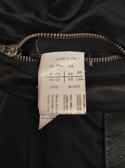 Rick Owens SS09 "STRUTTER" Black Lambskin Intarsia Snap Collar Leather Rider Jacket