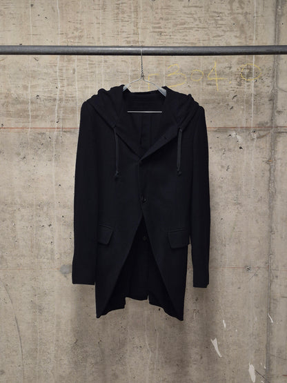 Ann Demeulemeester 2010s Black Virgin Wool Hooded Blazer