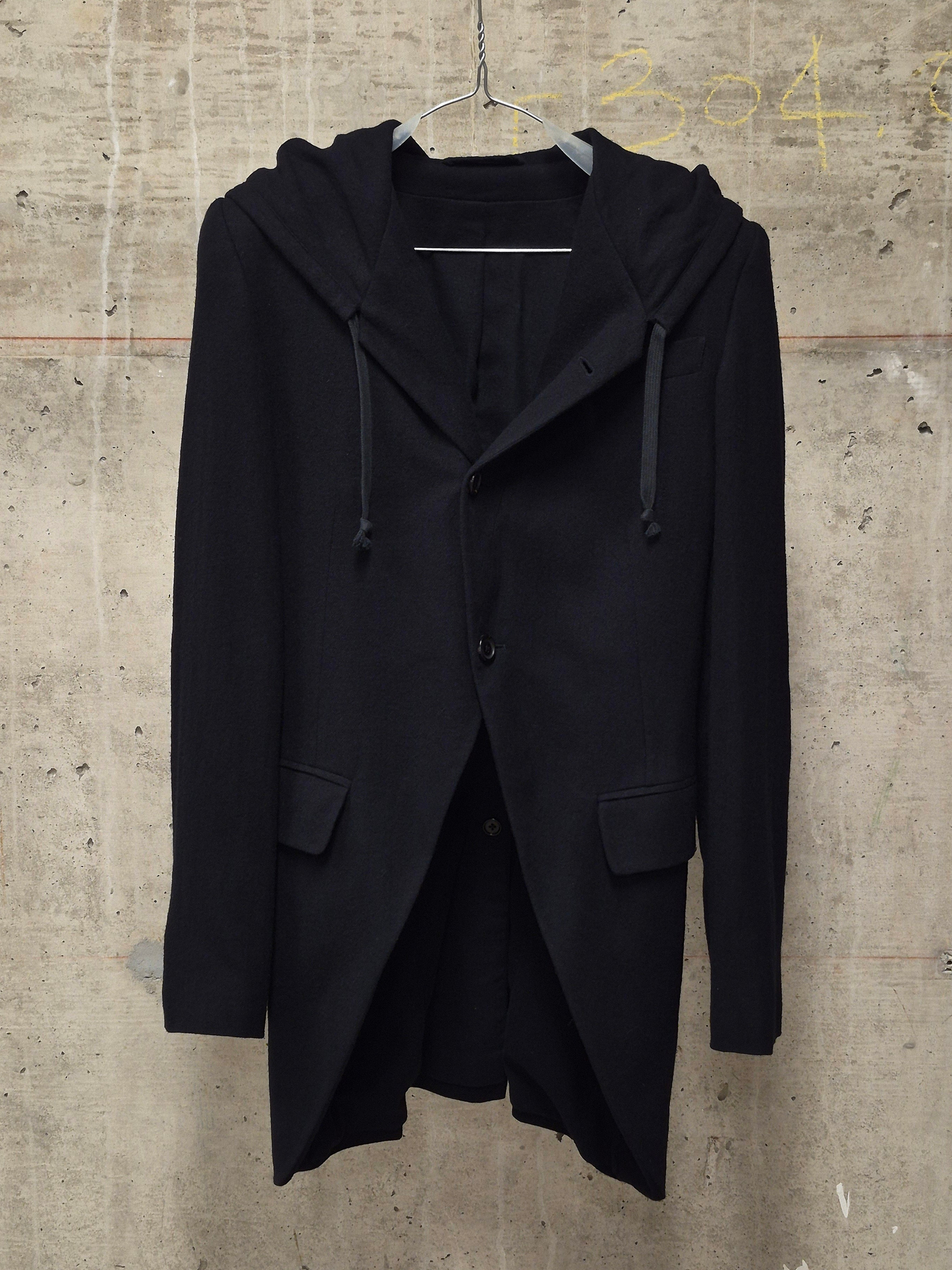 Ann Demeulemeester 2010s Black Virgin Wool Hooded Blazer