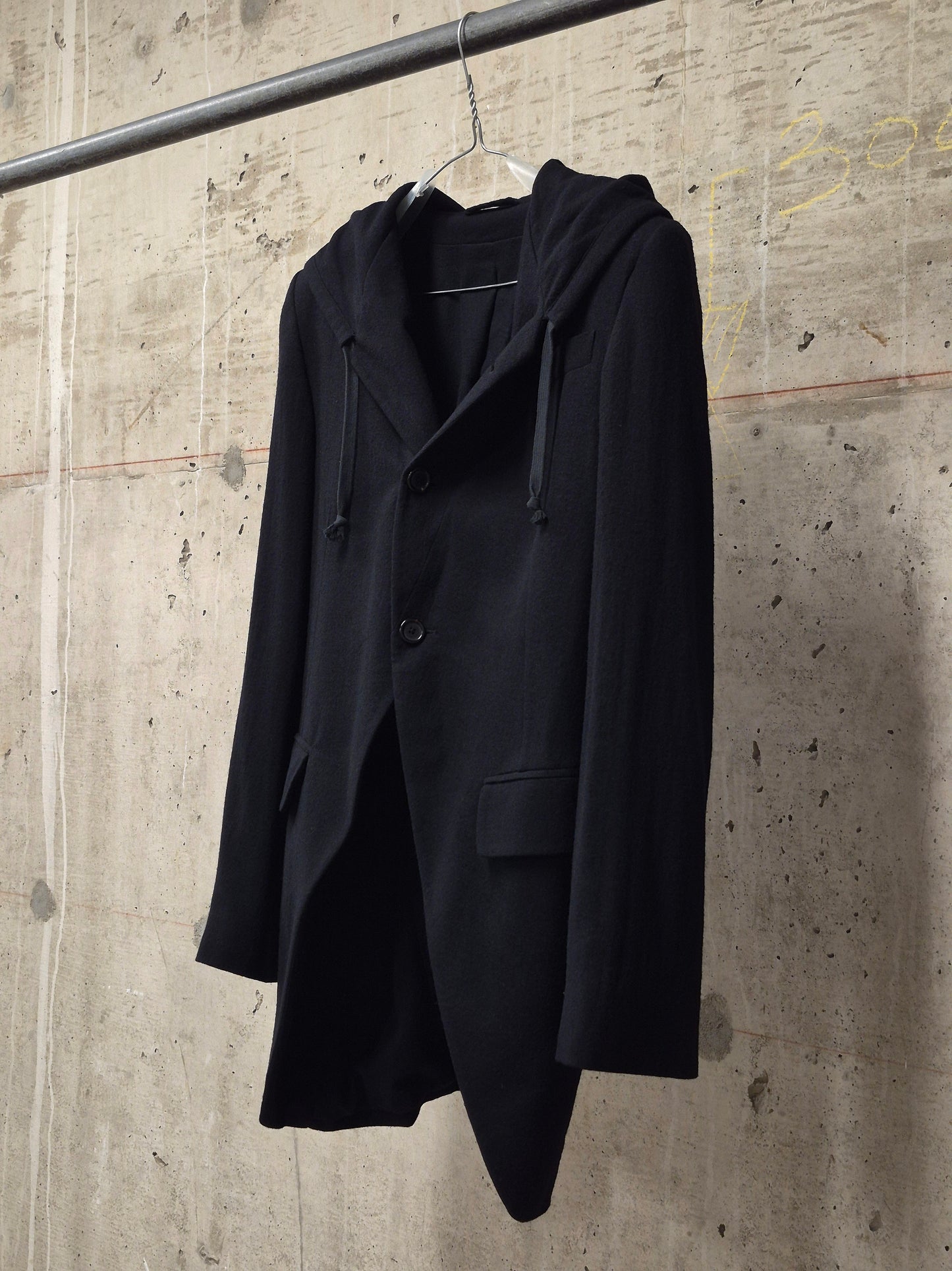 Ann Demeulemeester 2010s Black Virgin Wool Hooded Blazer