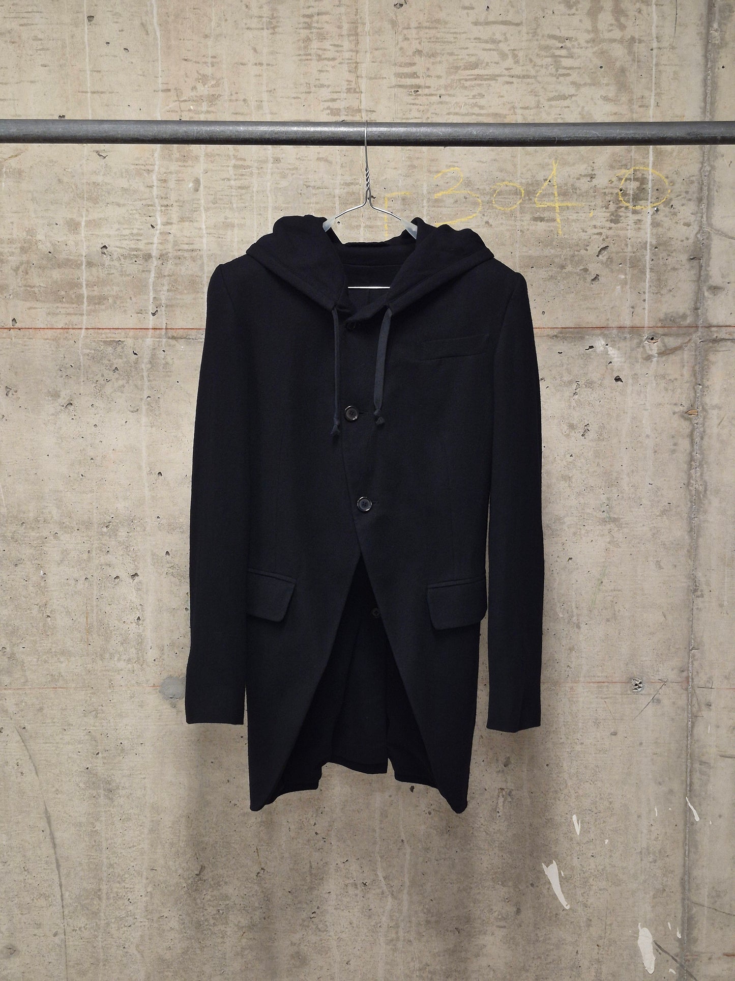 Ann Demeulemeester 2010s Black Virgin Wool Hooded Blazer