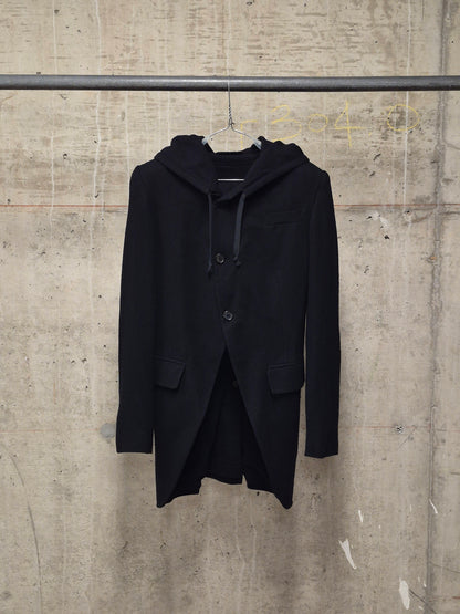Ann Demeulemeester 2010s Black Virgin Wool Hooded Blazer