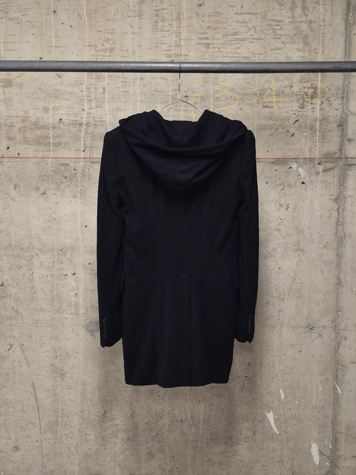 Ann Demeulemeester 2010s Black Virgin Wool Hooded Blazer