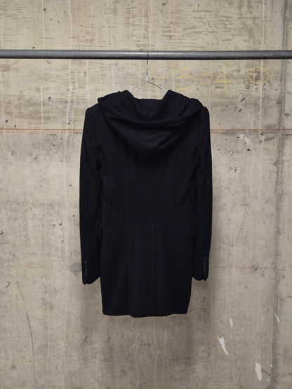 Ann Demeulemeester 2010s Black Virgin Wool Hooded Blazer