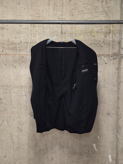 Ann Demeulemeester 2010s Black Virgin Wool Hooded Blazer