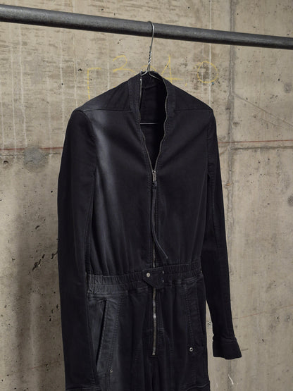 Rick Owens AW19 "LARRY" Washed Black Cotton Cargo Flight Jumpsuit