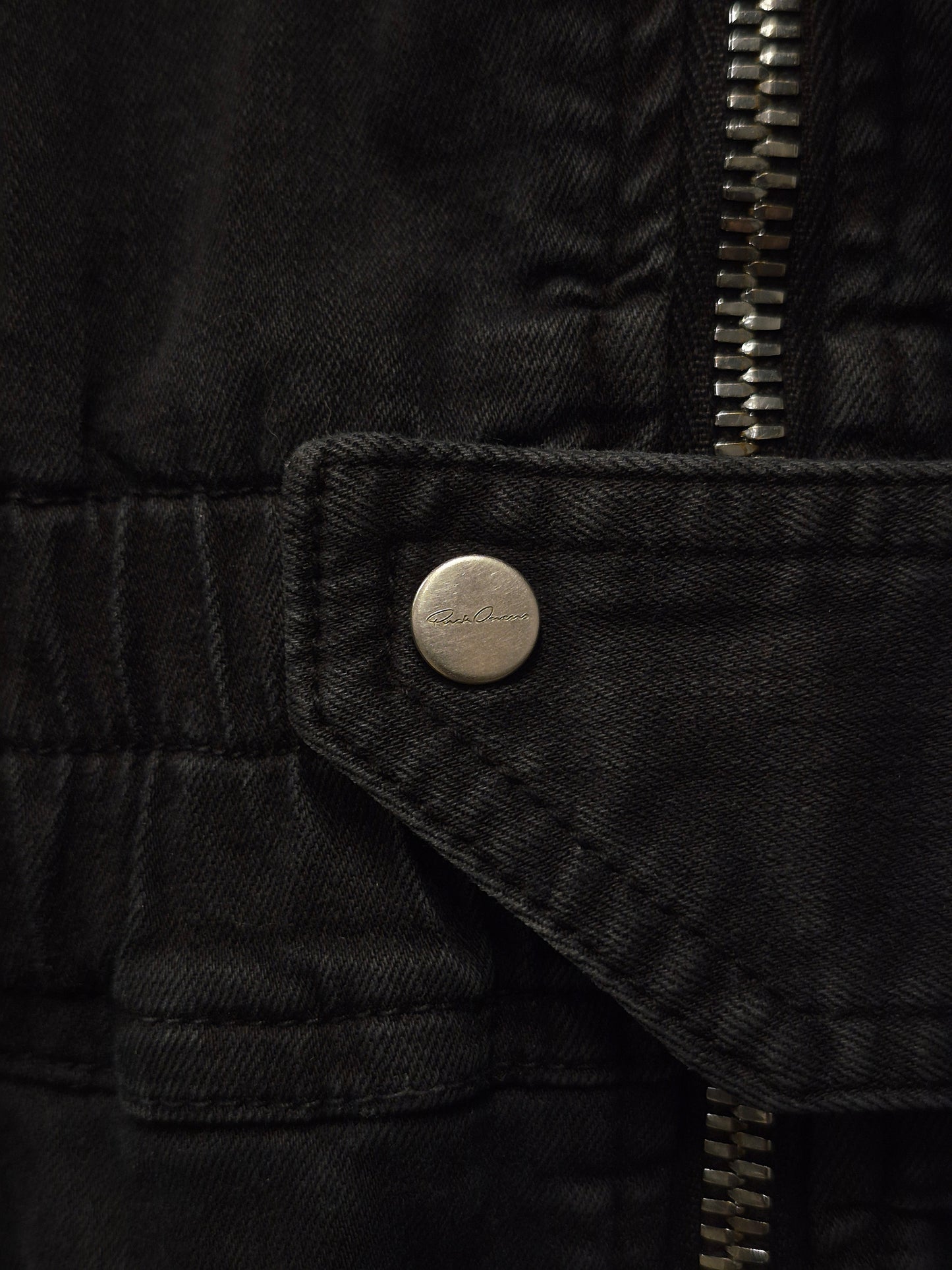 Rick Owens AW19 "LARRY" Washed Black Cotton Cargo Flight Jumpsuit