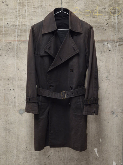 The Viridi-Anne 00s Dark Brown Sun Faded Military Trench Coat