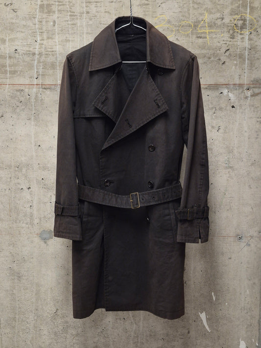 The Viridi-Anne 00s Dark Brown Sun Faded Military Trench Coat